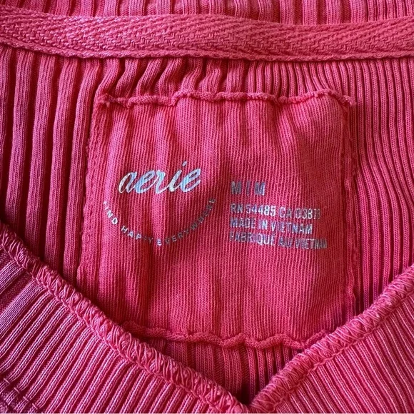 Aerie Road Trip Long Sleeve Henley Coral Ribbed Lounge Comfy Size Medium - Picture 4 of 8